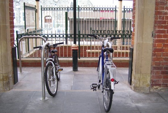 The new bike stands at Aberystwyth Station